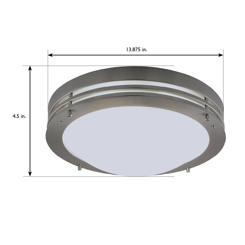 Design House 503284 Traditional 2-Light Indoor 14 Inch Ceiling Mount Dimmable Alabaster Glass for Bedroom Hallway Kitchen Dining Room, Satin Nickel