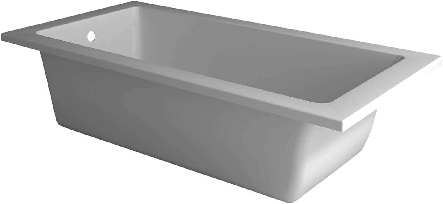 Fine Fixtures Drop-In Soaking Bathtub, Reinforced Acrylic/Fiberglass. White