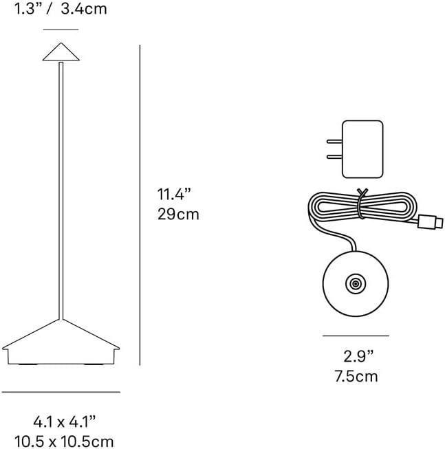 Zafferano Pina 11.4" 1-Light Portable Table Lamp Dimmable White with Polycarbonate Shade