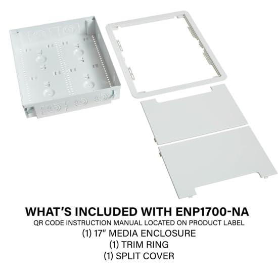 Legrand - OnQ 17 Inch Media Enclosure, Electrical Box, Cable Management Box Dual Purpose In Wall Enclosure for TV Device Storage and Media Distribution, Recessed Media Box, White, ENP1700NA