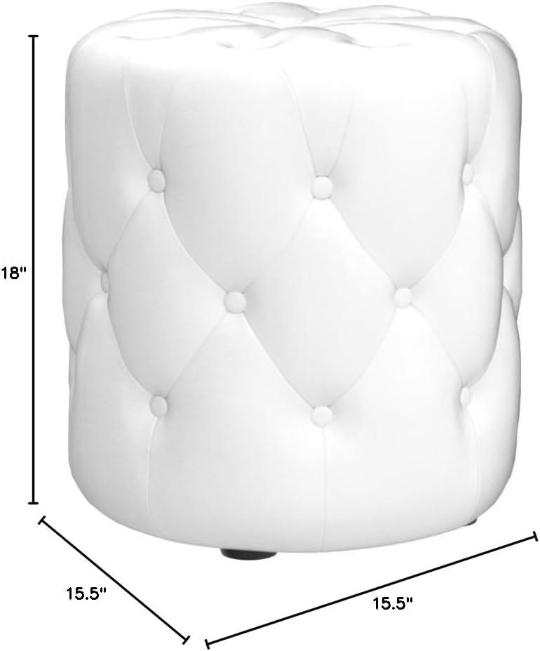 Amour Tufted Button Round Faux Leather Ottoman White - Modway: Vegan, Padded, No Assembly Required