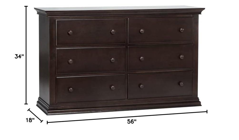 Universal Large Hardwood Fully Assembled 6 Drawer Double Dresser