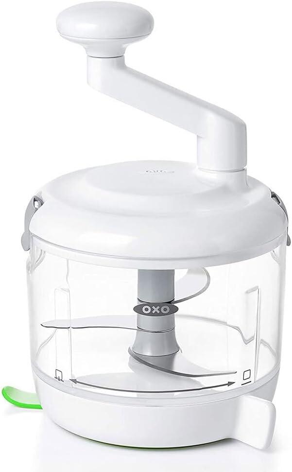 OXO White and Clear Manual Food Processor with Stainless Steel Blades