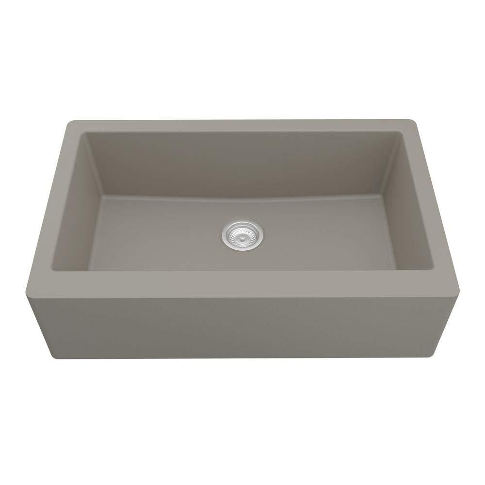Karran Farmhouse/Apron-Front Quartz Composite 34'' X 21-1/4'' Single Bowl Kitchen Sink