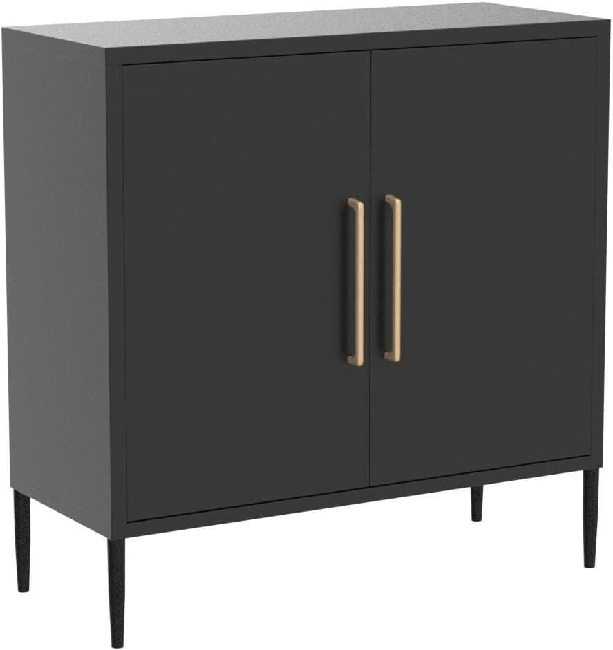 Modern Storage Cabinet, Free Standing Buffet Cabinet, Black Sideboard and Buffet Storage, Wood Accent Cabinet for Living Room, Hallway, Entryway, Dining Room, Bedroom (2, Black)