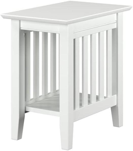 White Solid Hardwood Mission Style Side Tables, Set of 2