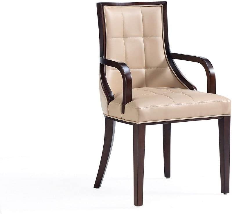 Manhattan Comfort Fifth Faux Leather Armchair in Silver & Walnut