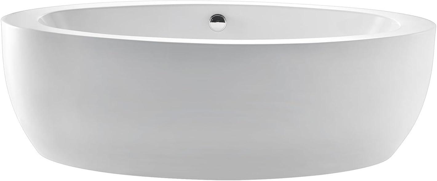 Kingston Brass Aqua Eden 72-Inch Acrylic Oval Double Ended Freestanding Tub with Drain