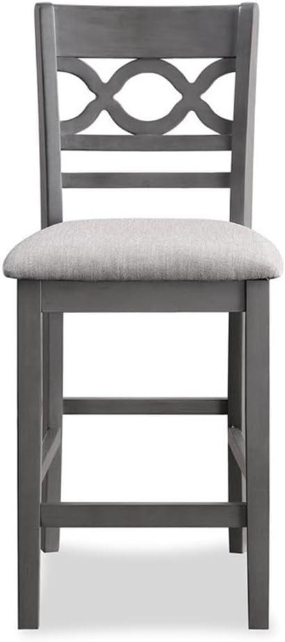 Gray Counter Height 5-Piece Dining Set with Round Table and 4 Chairs