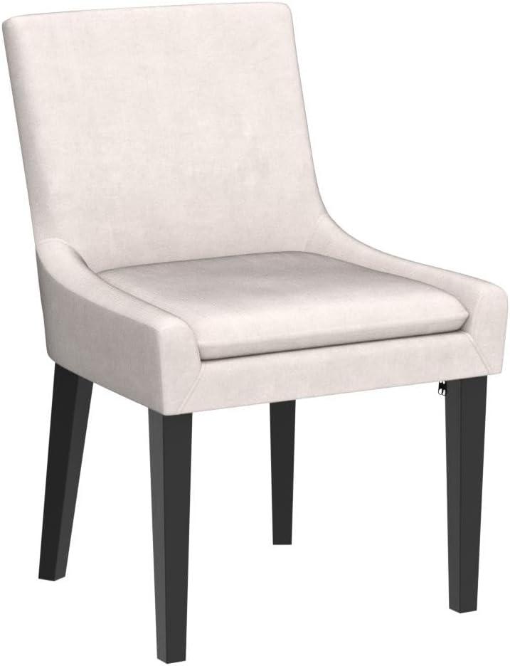 Beige Corduroy Upholstered Dining Chairs with Wood Legs, Set of 6