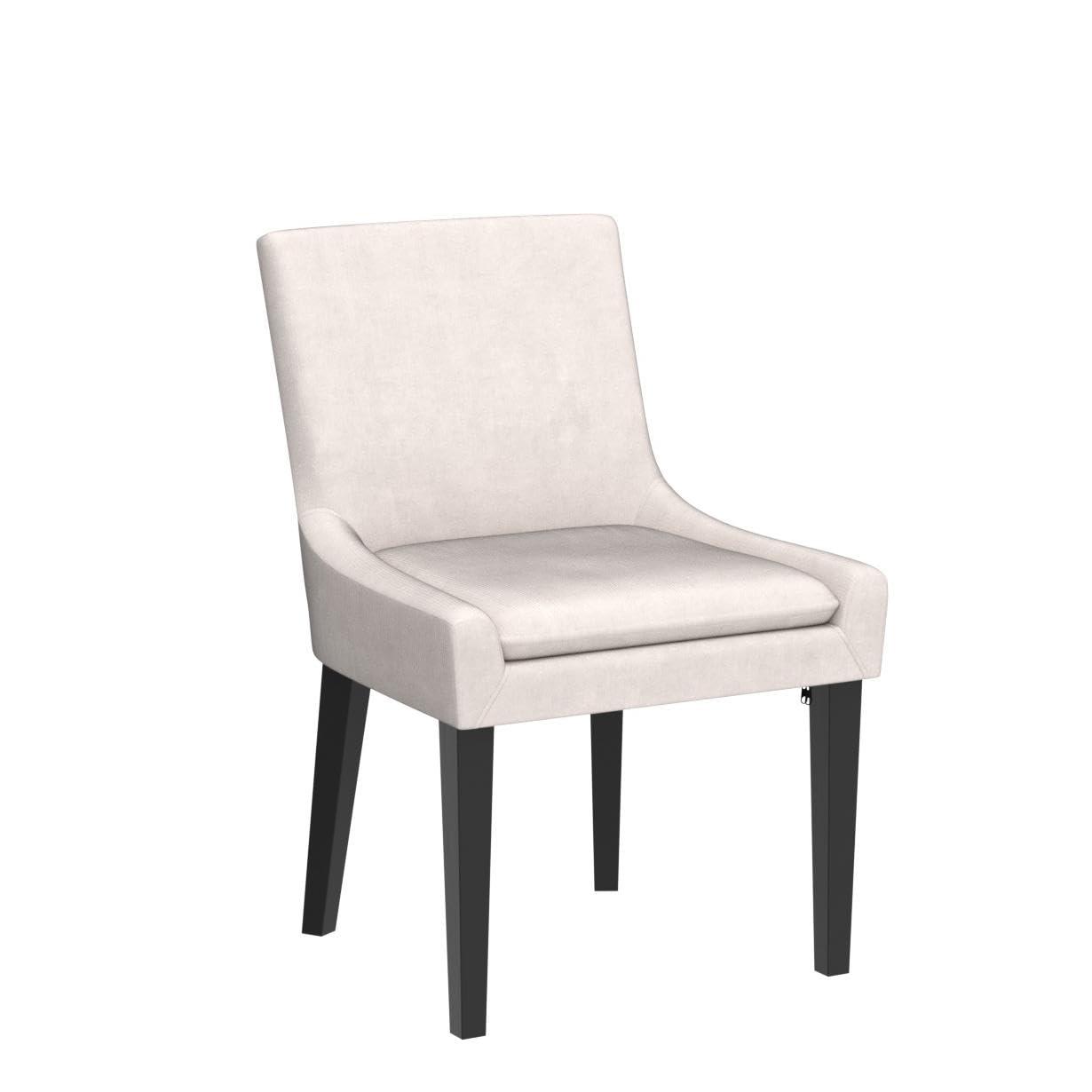 Beige Corduroy Upholstered Dining Chairs with Wood Legs, Set of 6