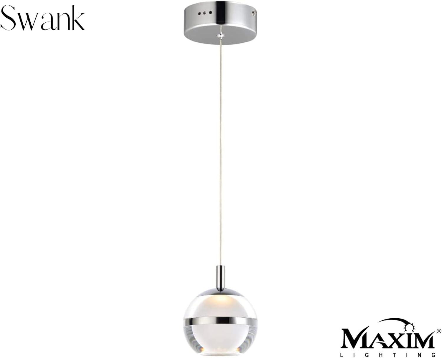 Swank Mini Globe LED Pendant Light in Polished Chrome with Acrylic Shade