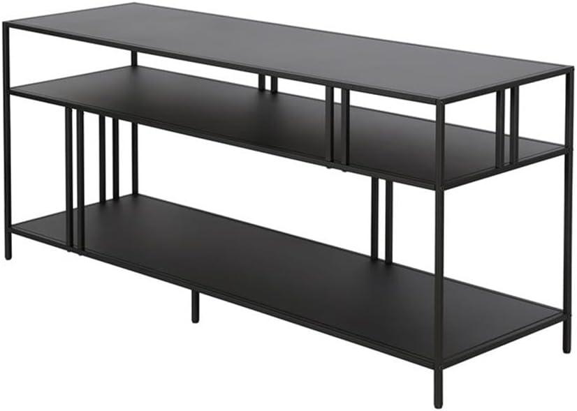 Evelyn&Zoe Cortland Rectangular TV Stand with Metal Shelves for TV's up to 60", Blackened Bronze