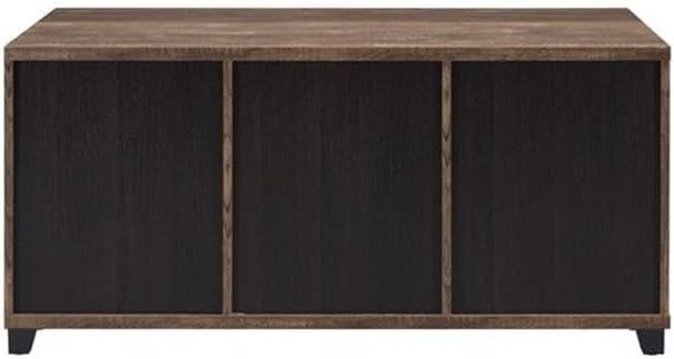 DremFaryoyo Nineel Coffee Table  Obscure Glass  Rustic Oak & Black Finish 87955
