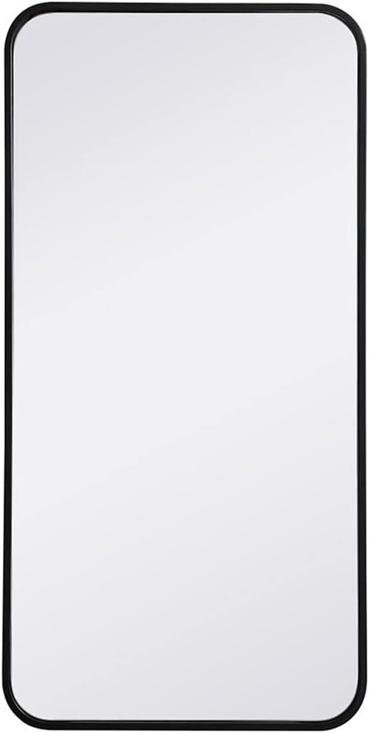 Elegant Lighting Soft corner metal rectangular mirror 18x36 inch in Black