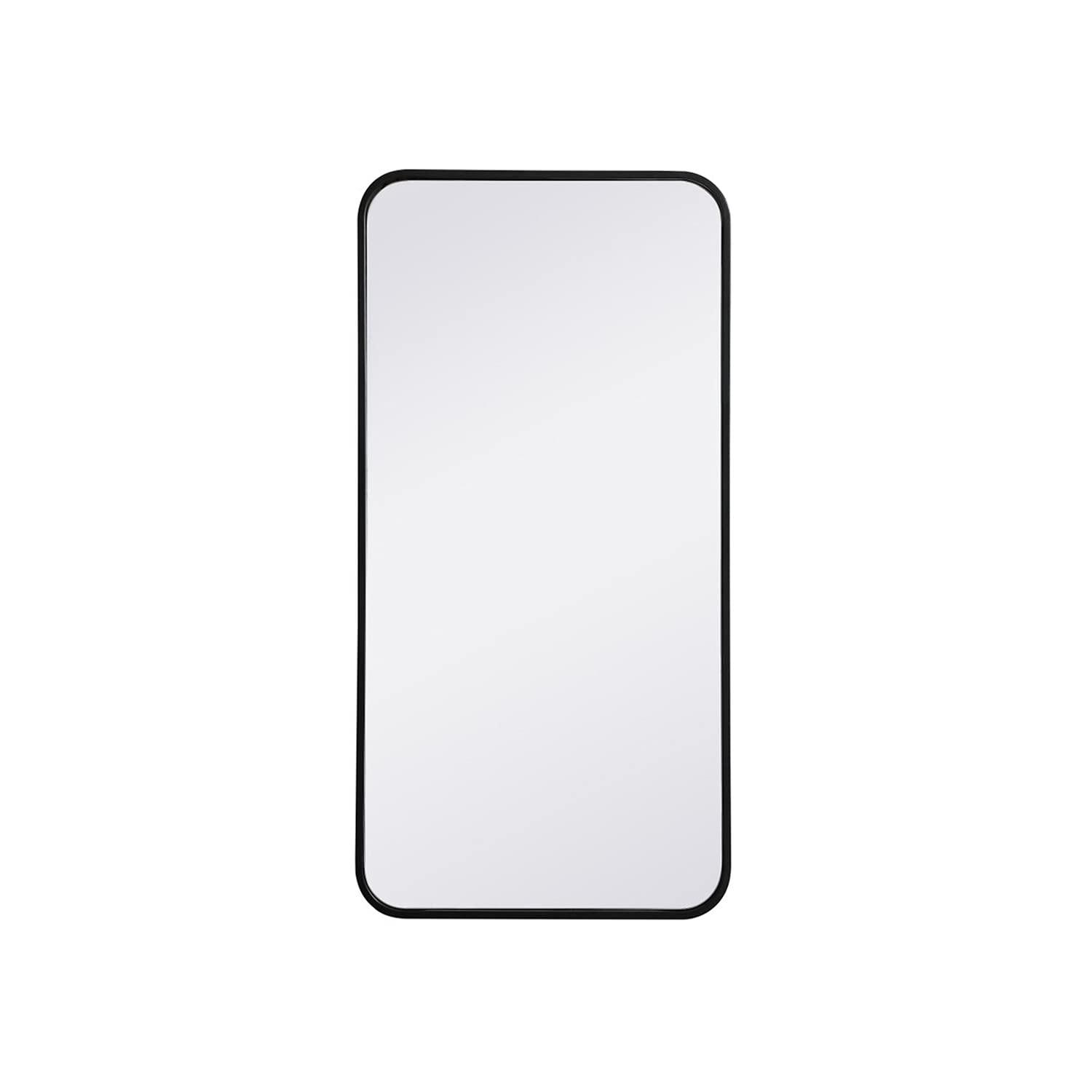 Elegant Lighting Soft corner metal rectangular mirror 18x36 inch in Black