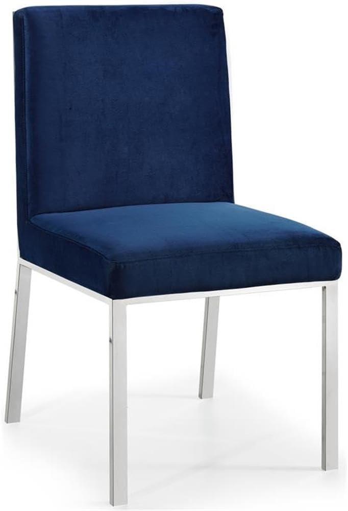 Opal Navy Velvet Upholstered Dining Chair with Metal Base