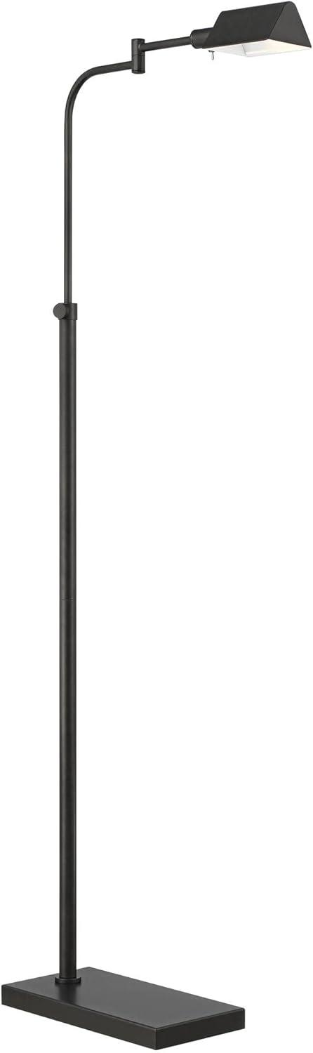 Possini Euro Design Keegan Traditional Pharmacy Floor Lamp 54" Tall Dark Bronze Adjustable Swing Arm Metal Shade for Living Room Reading Bedroom