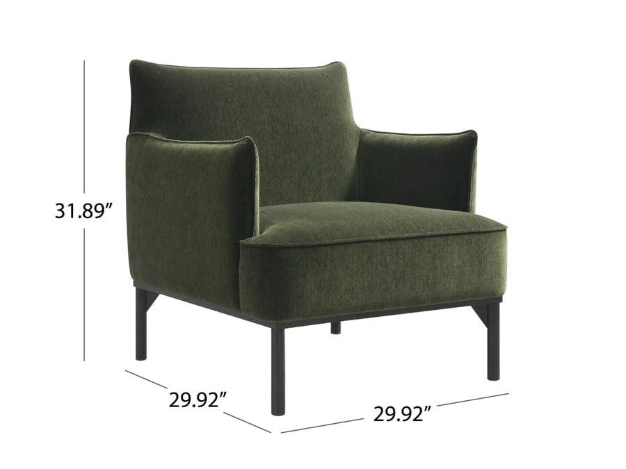 Green Velvet Barrel Accent Chair with Wood Frame