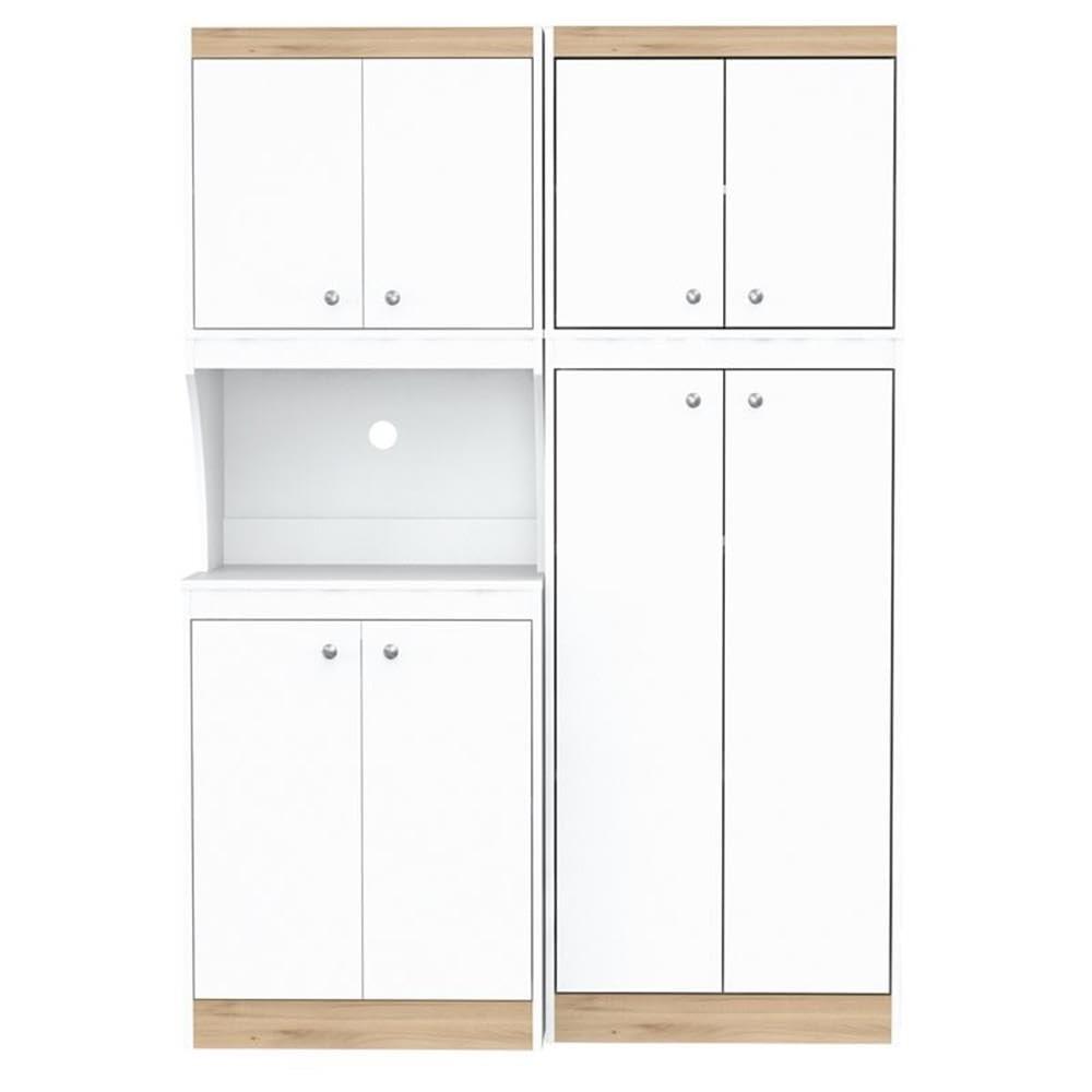 Inval Galley 2-Piece Microwave Kitchen Storage Cabinet 47"W, White and Oak