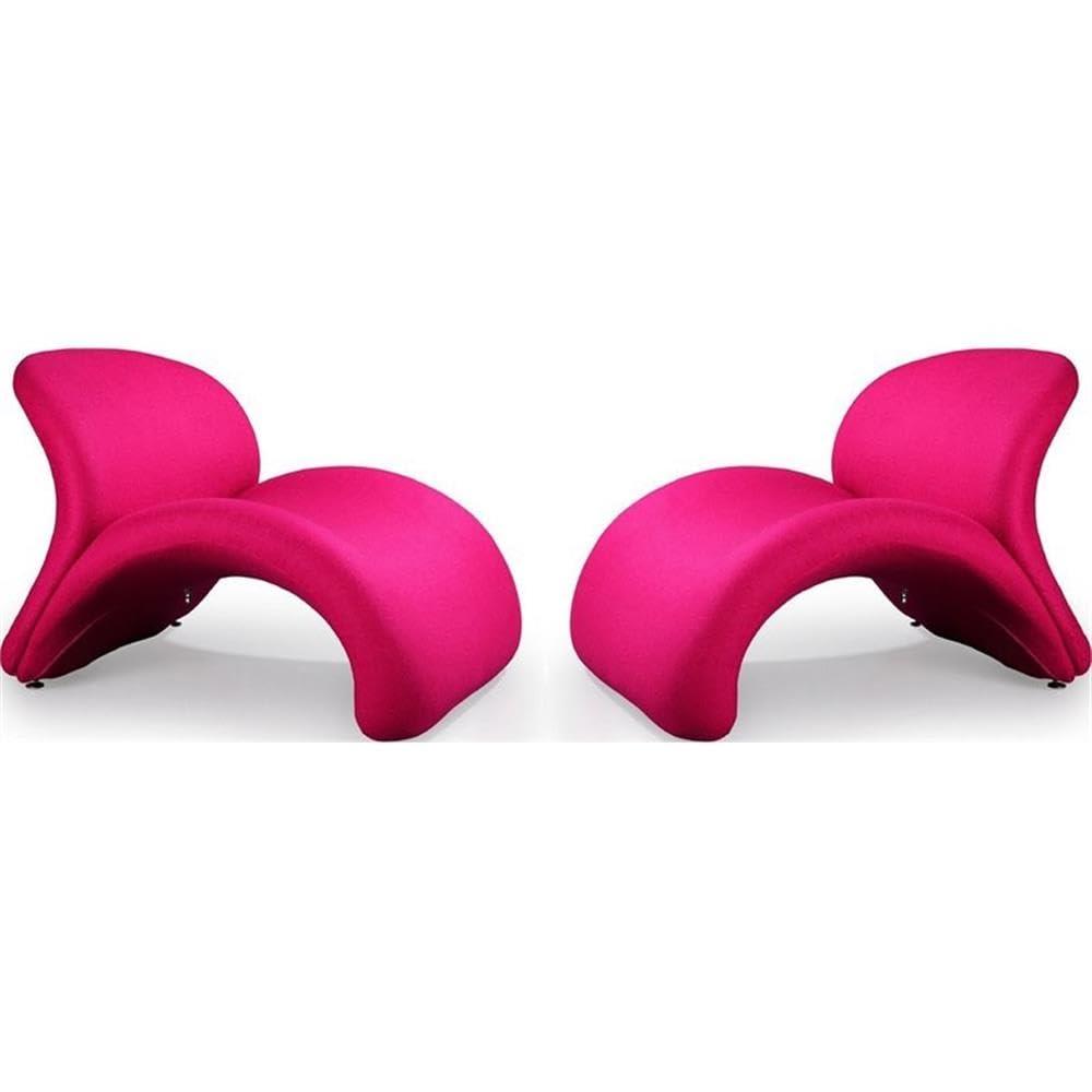 Manhattan Comfort Rosebud Wool Blend Fabric Accent Chair in Fuchsia Pink