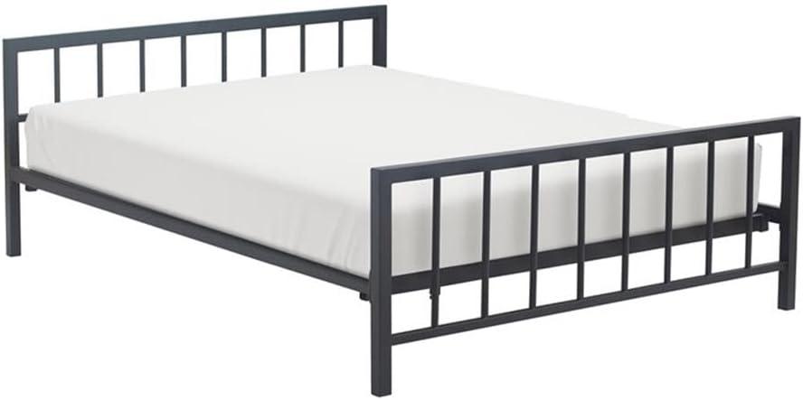 ClickDecor Evans Platform Bed Frame with Matte Black Metal Headboard