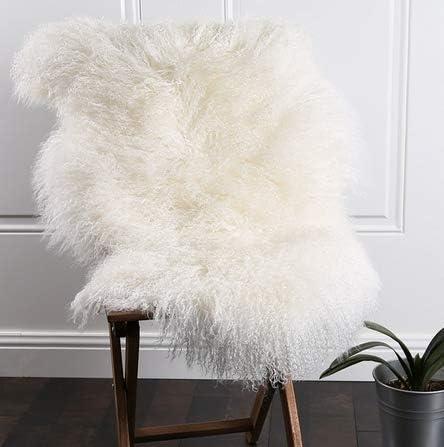 Genuine Mongolian Tibetan Lamb Sheepskin Wool Area Rug Real Carpet Curled Fur Pelt Throw Soft Plush Home Decorative 2ft x 3.4-3.6Ft