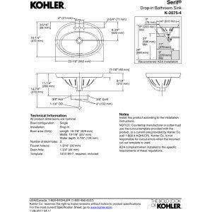 Serif® Ceramic Oval Drop-In Bathroom Sink with Overflow