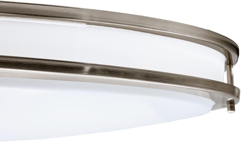 Elegant 32" Satin Nickel Oval LED Ceiling Light, Dimmable & Color Selectable