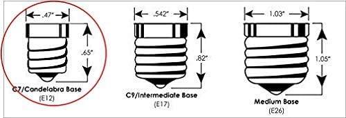 Multicolor C7 Transparent Incandescent Christmas Light Bulbs, 25-Pack