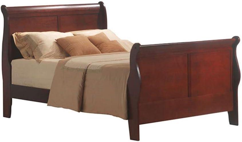 Traditional Pine Wood Sleigh Full Bed with Storage Drawer
