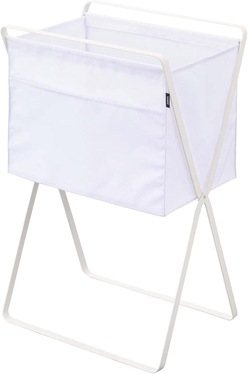 White Collapsible Frame Hamper with Handles