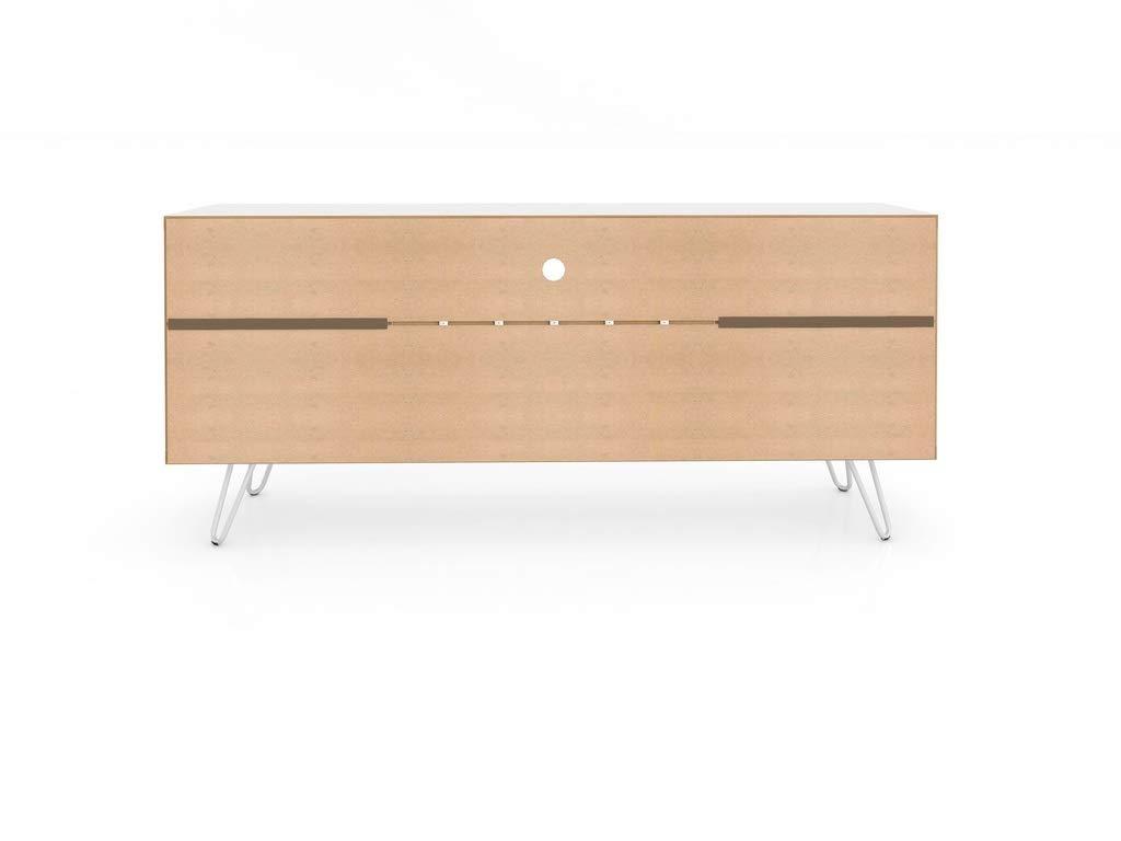 Manhattan Comfort 216BMC6 Baxter Mid-Century- Modern TV Stand with Wine Rack in White, 23.03 x 53.54 x 14.17 in.