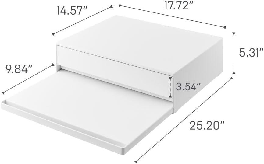 White Steel Kitchen Countertop Organizer with Pull-Out Shelf