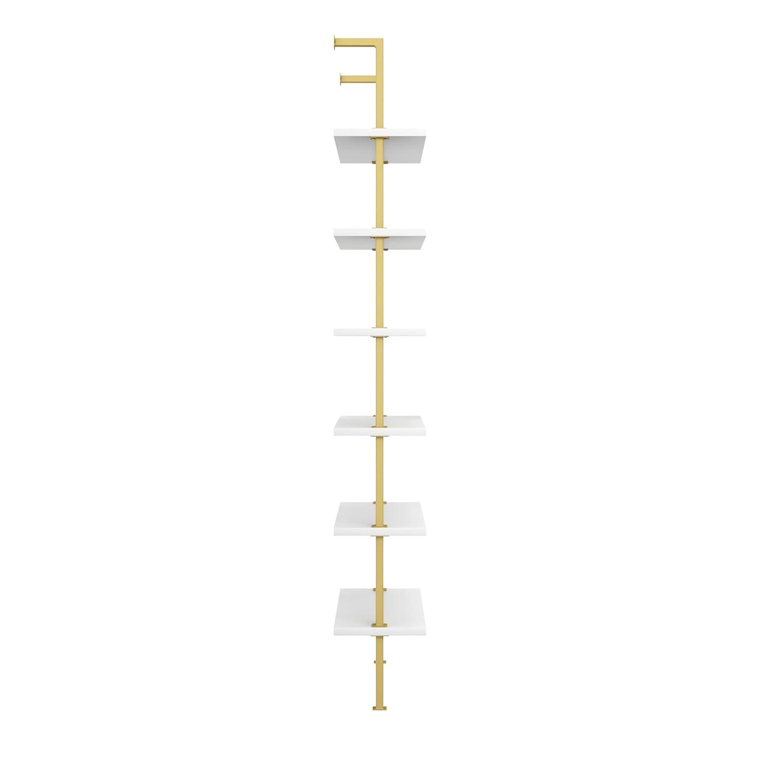 85" Theo 6 Tier Wood Wall Mount Ladder Bookshelf - Nathan James
