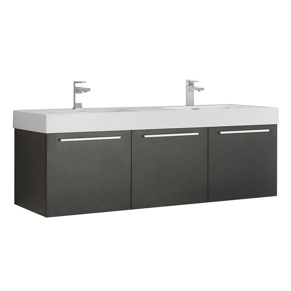 Vista 60'' Wall Mounted Modern Double Bathroom Vanity with Acrylic Vanity Top