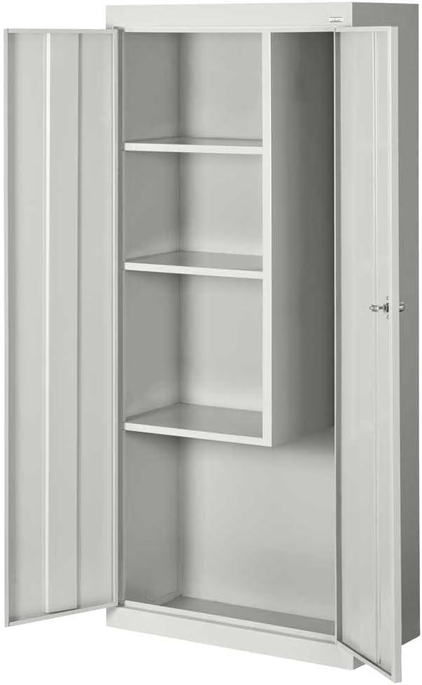 Dove Gray Lockable Steel Janitorial Cabinet with Spill Containment