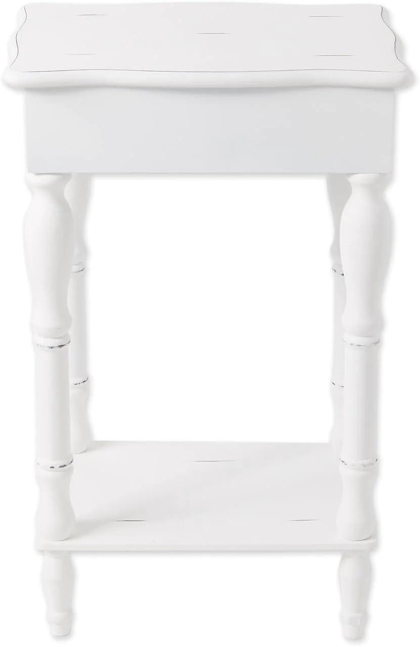 Koehler Home Decor Accent Distressed White Wooden Telephone Table With Drawer