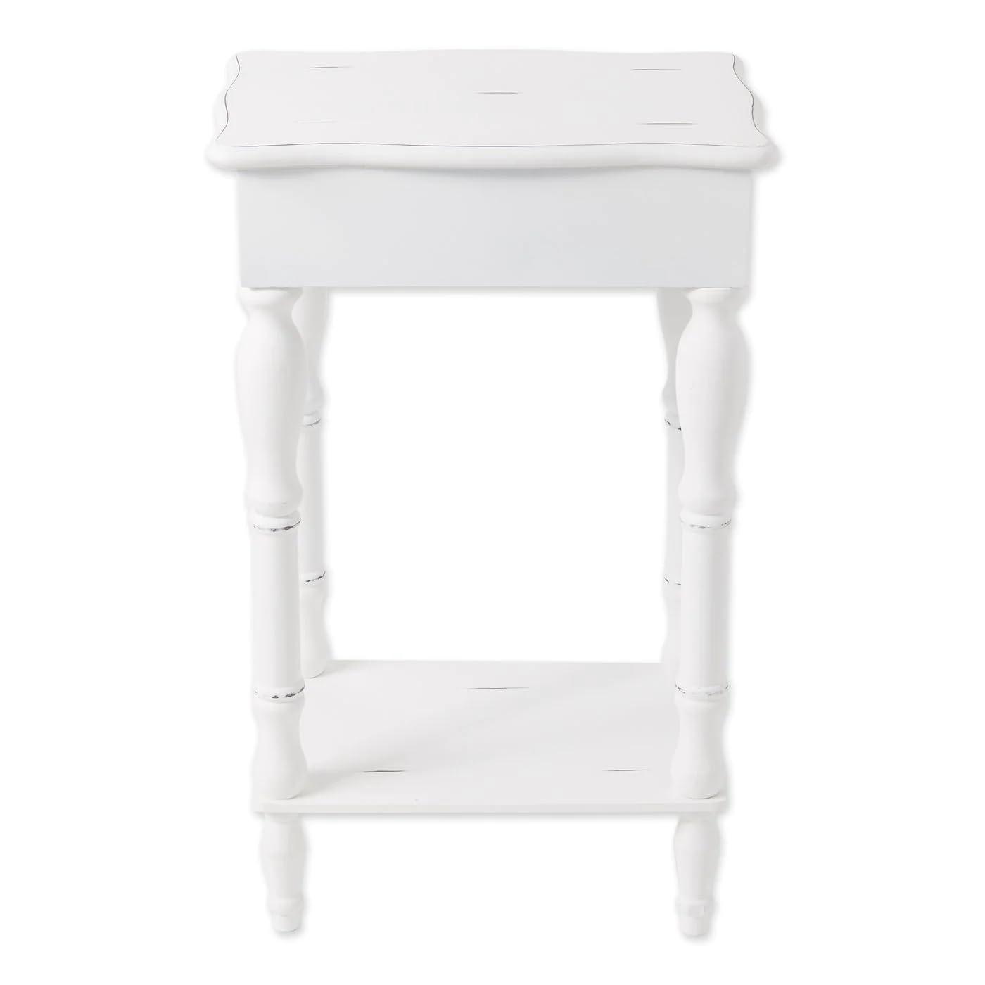 CintBllTer 34353 Carved White Side Table, Multicolor