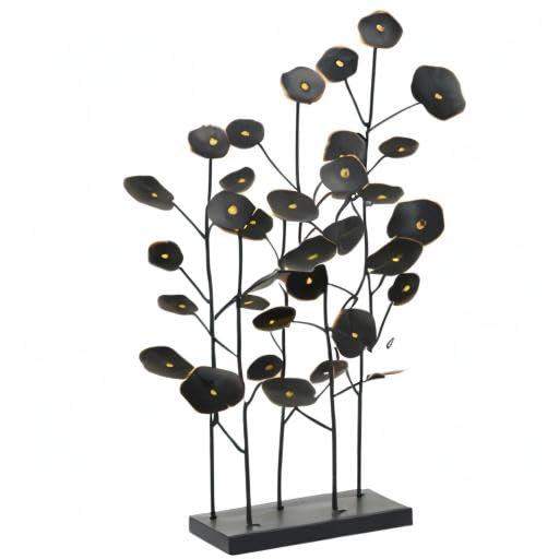 14" x 21" Black Metal Leaf Sculpture, by DecMode