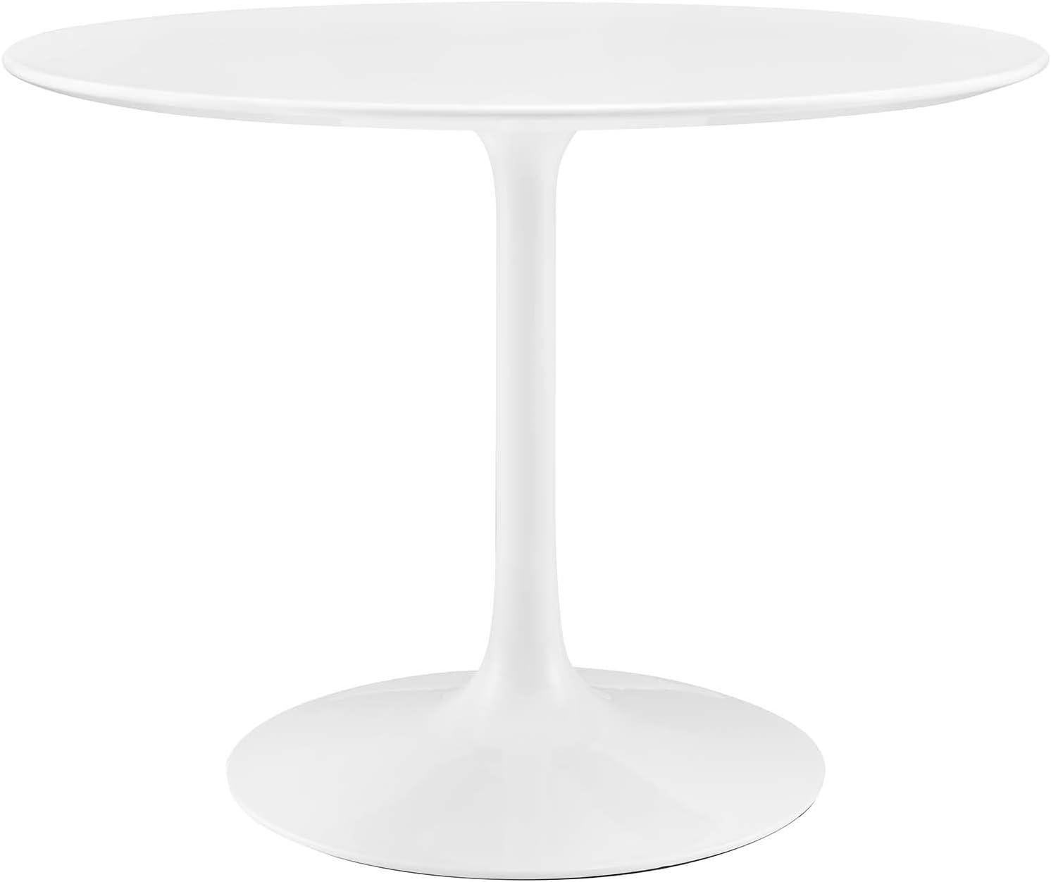 Mid-Century Modern 40" Round White Wood Dining Table