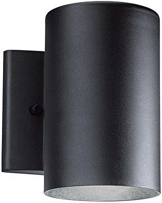 Independence 7 in. 1-Light Textured Black Outdoor Hardwired Wall Cylinder Sconce with Integrated LED (1-Pack)