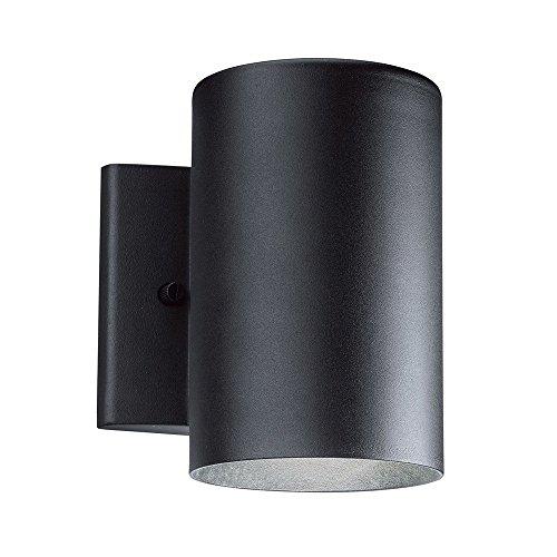 Independence 7 in. 1-Light Textured Black Outdoor Hardwired Wall Cylinder Sconce with Integrated LED (1-Pack)