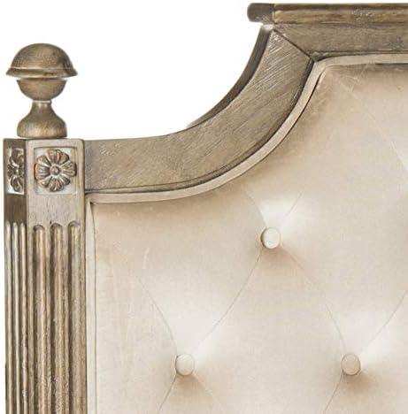 SAFAVIEH Rustic Wood Tufted Upholstered Headboard, Queen, Beige Velvet