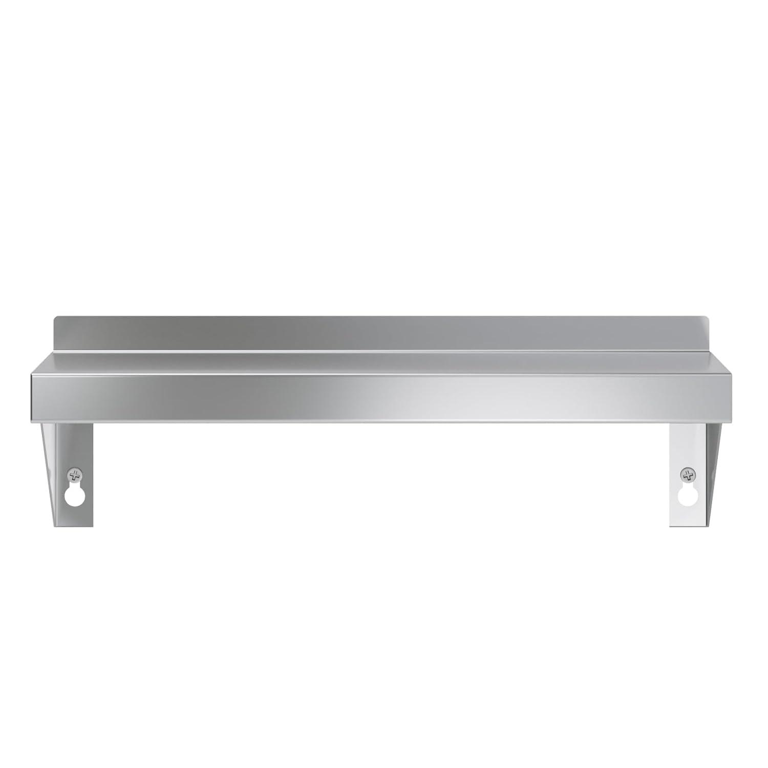 16" Stainless Steel Wall Shelf with Rounded Edge