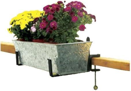 5" x 10" Pair of Clamp-On Steel Flower Box Brackets Black - ACHLA Designs: Secure Deck Rail Mounting, Easy Storage