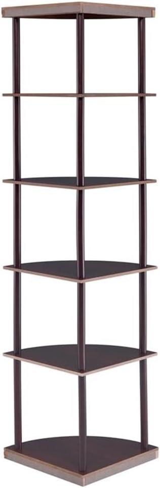 Bonwick 5-shelf Metal Frame Corner Bookshelf Cappuccino