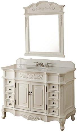 48” Traditional Style White Marble Morton Bathroom Sink Vanity