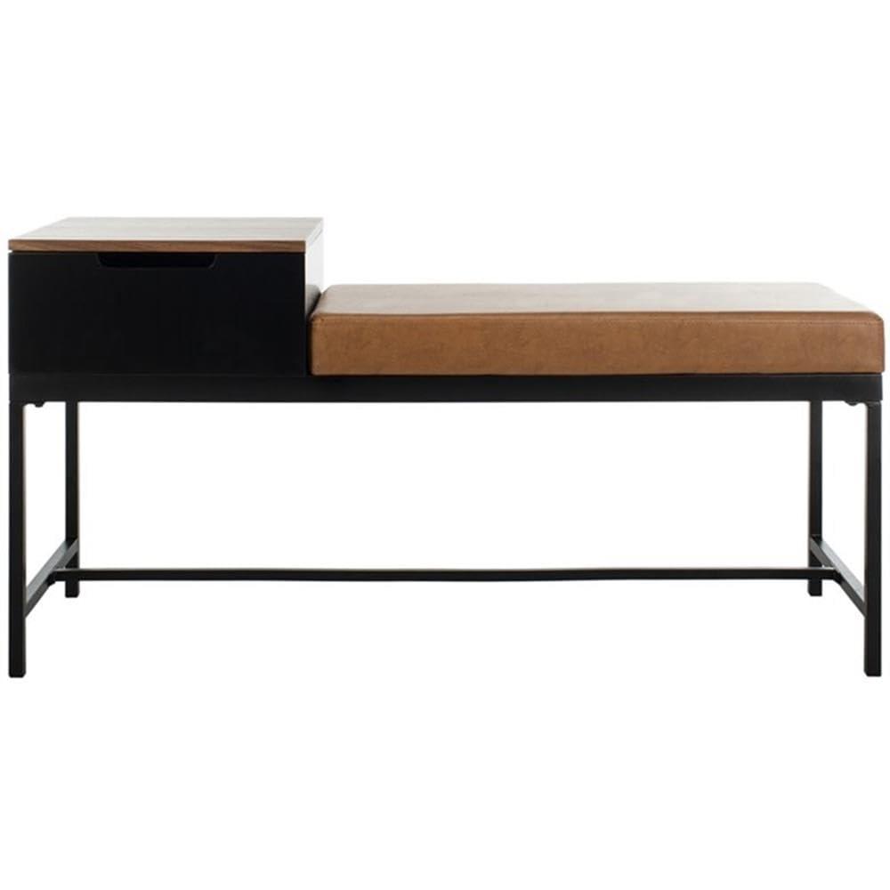 Maruka Bench with Storage - Brown/Brown - Safavieh