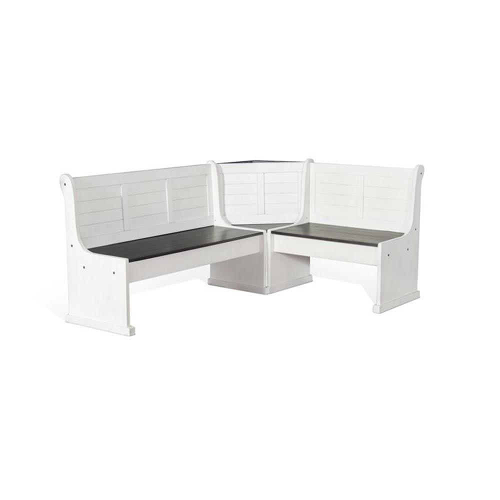 Sunny Designs Carriage House Wood Breakfast Nook Set in Off White Dark Brown